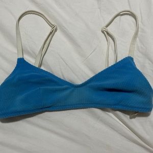 solid and stripe blue bikini top, size XS